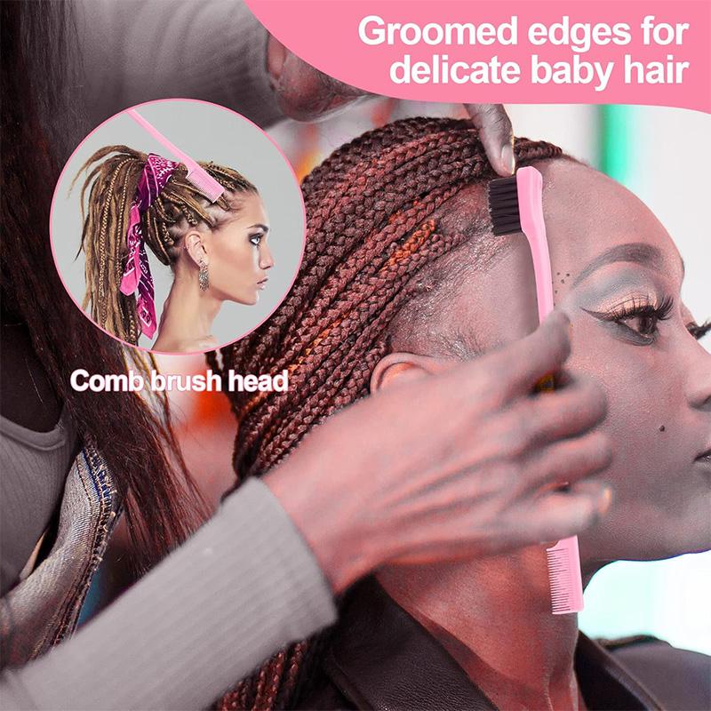 3 Pcs Slick Back Hair Brush Set with Edge Brush Bristle Brush Rat Tail Comb Teasing Brush Set for Smoothing Baby Hair Flyaways