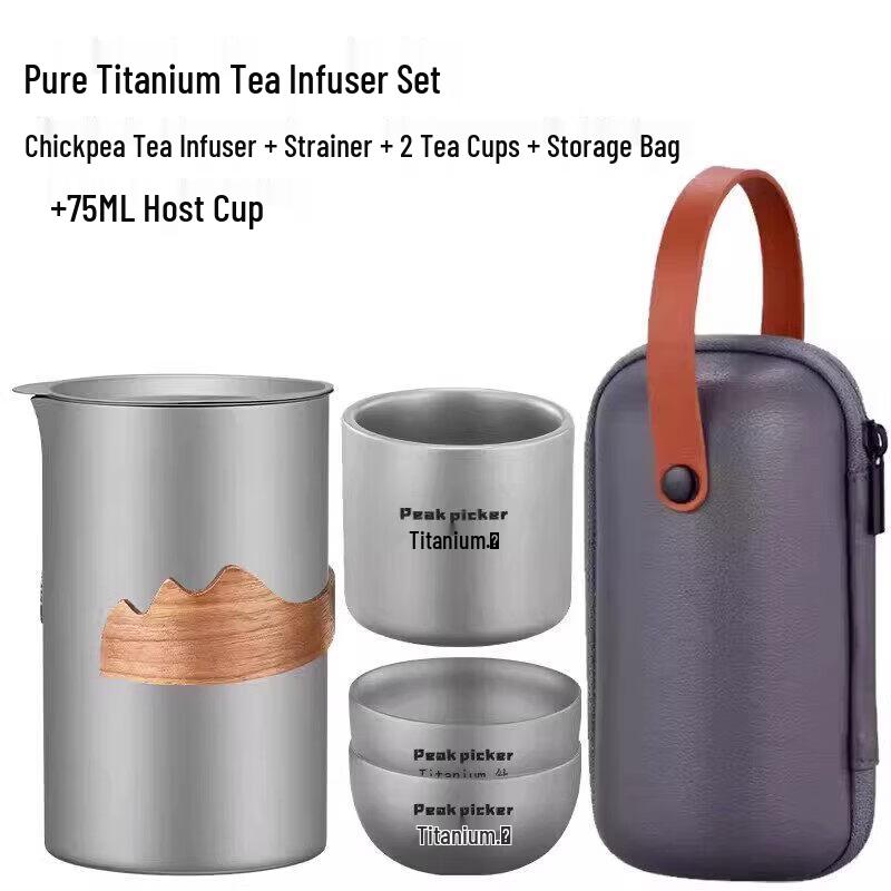 Yuzluo Portable Pure Titanium Travel Tea Set with Double-layer Cup