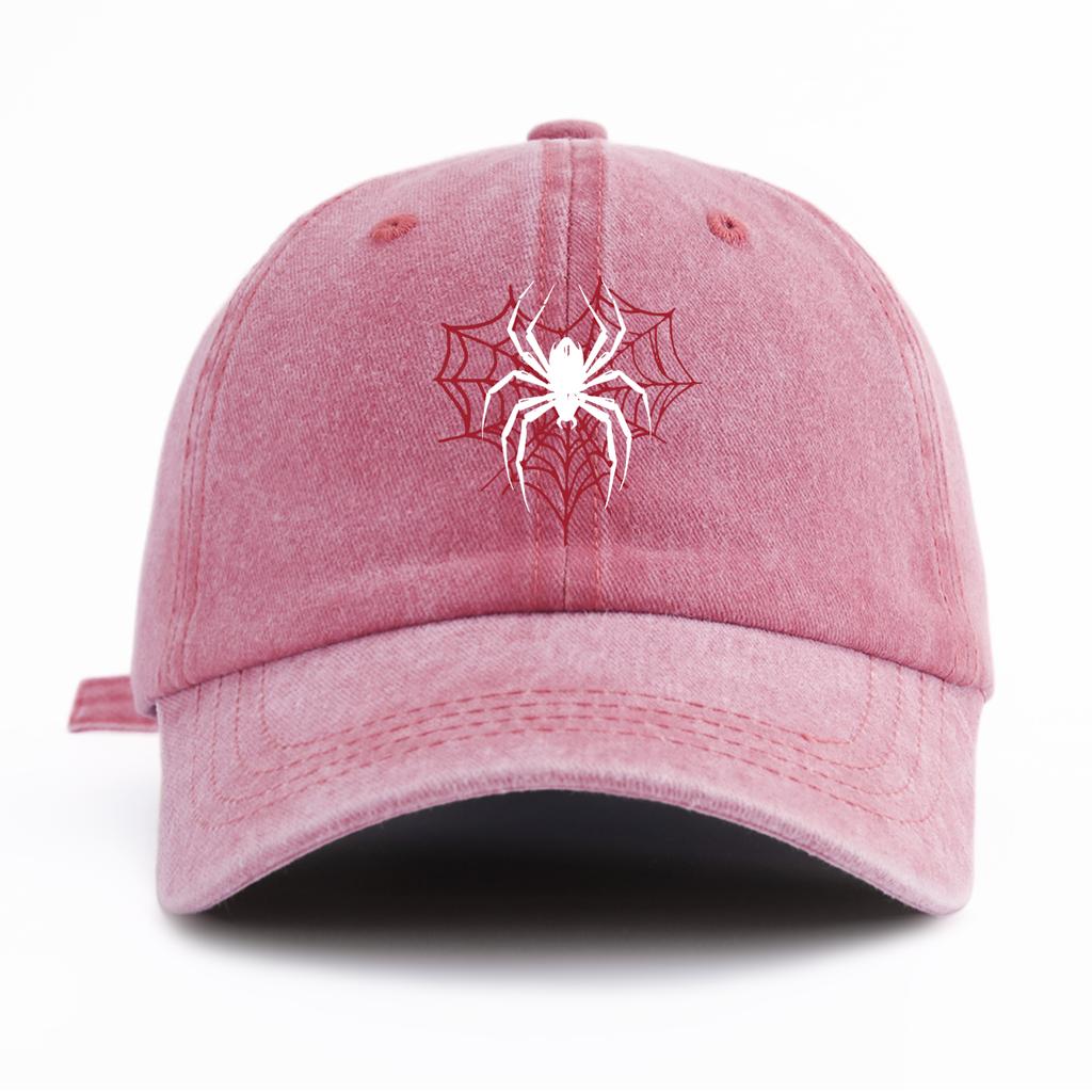 1pc Spider Print Washed Baseball Cap for AdultsMinimalist Retro Style Casual Soft Adjustable Dad HatPerfect As Gift