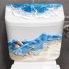 Ocean Wave Toilet Sticker Bathroom Realistic Beach Floor Decal Waterproof Anti-Slip Removable Bathtub Seashore Decoration