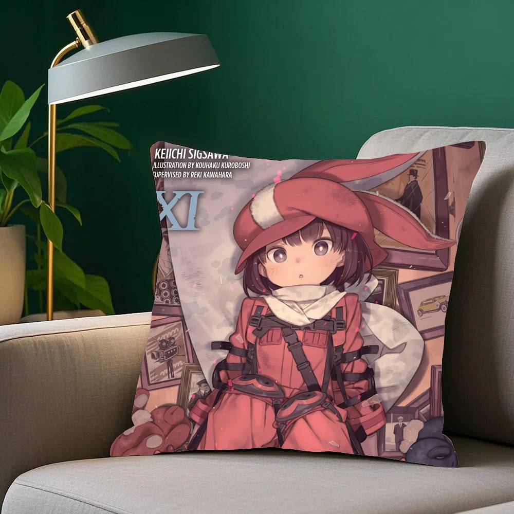 Gun G-Gale Online Anime Kuddfodral Heminredning Pläd för Soffa Säng Bil Rumsdekor Presentidé