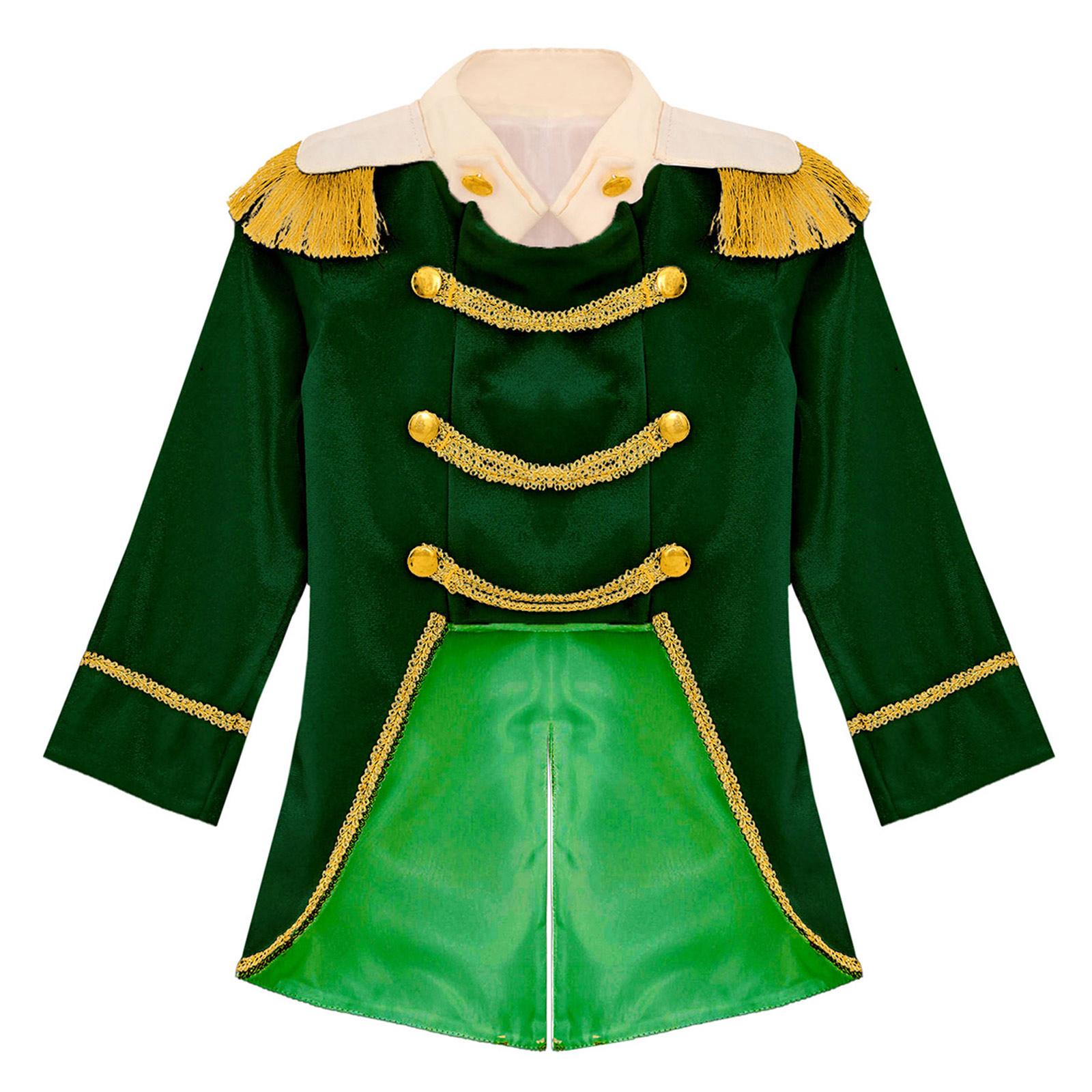 Costume de cosplay de prince pour petits garçons, manches longues, franges dorées, velours tressé, smoking, queue-de-pie, veste de cosplay de la cour royale 18-24m vert