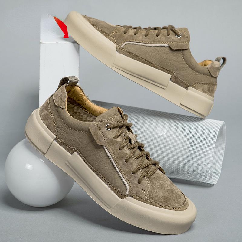Trend Genuine Leather Casual Shoes for Men Luxury Platform Sneakers Non-Slip Flats Men Tenis Shoes Non-Slip Male Skateboard