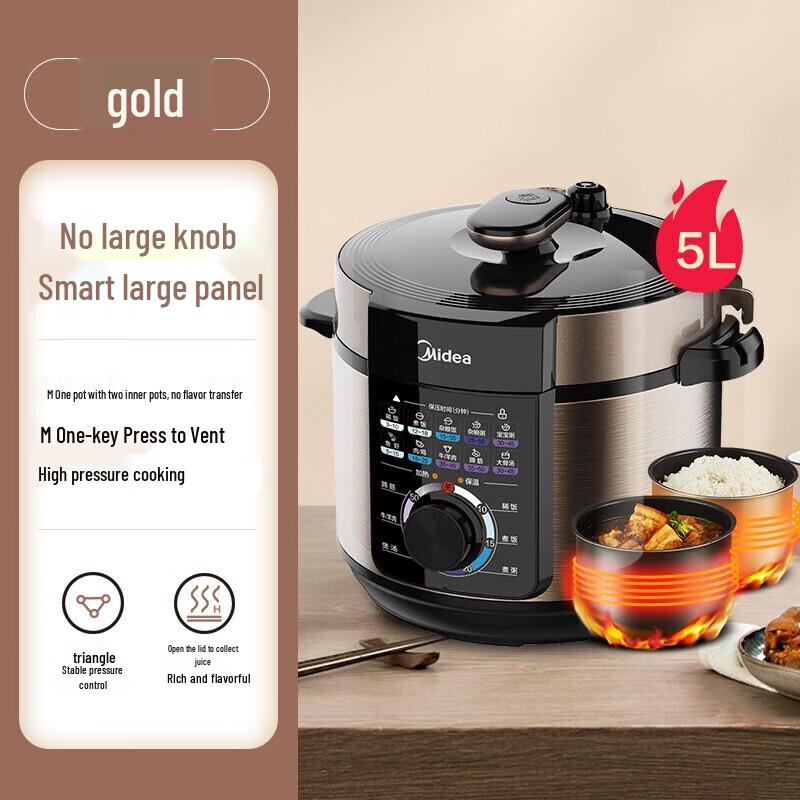 Midea 5L Multi-Function Electric Pressure Cooker with Dual Pots CN plug (adapter included)