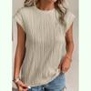 Women's Fashion Tops Round Neck Ultra Short Sleeve Solid Color Summer T-Shirt