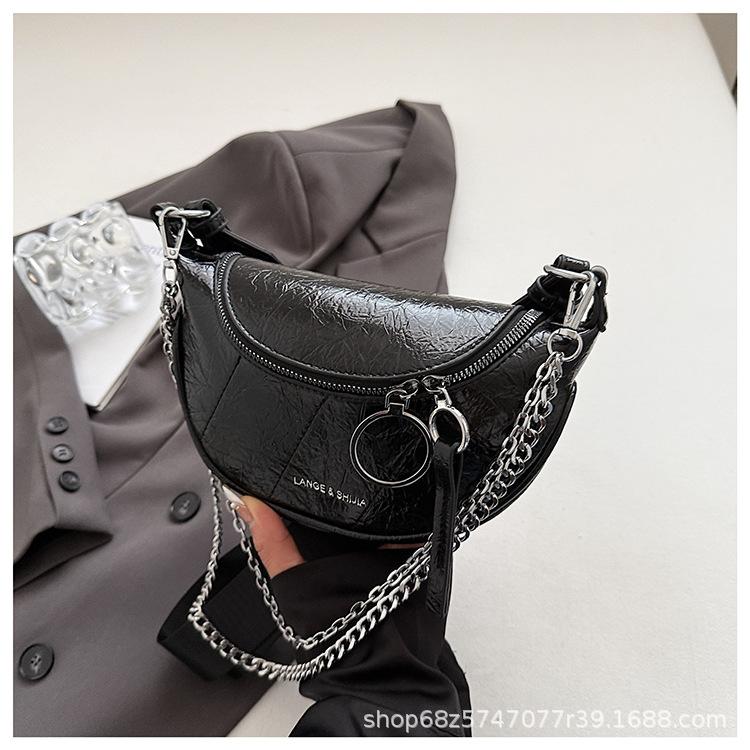 Korean Version of the Trend Small Bag Women's 2025 Summer New Fashion Simple Dumpling Bag Texture Chain Shoulder Messenger Bag