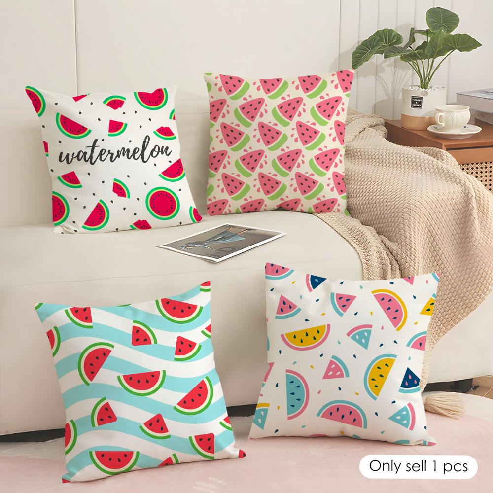 Watermelon Cushion Cover Soft Short Plush Pillow Cover Smooth Cozy Texture Aesthetic Cushion Case Home Decor
