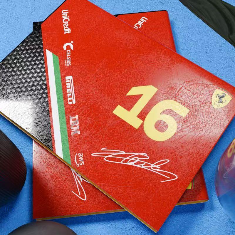 A5 Notebook For Ferrari F1 team Hamilton 2025 helmet imitation leather A5 horizontal line notebook blank Dorian manual ledger
