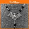Gothic Wizard Bat Pendant Necklace With Crystal Geometric Design For Women