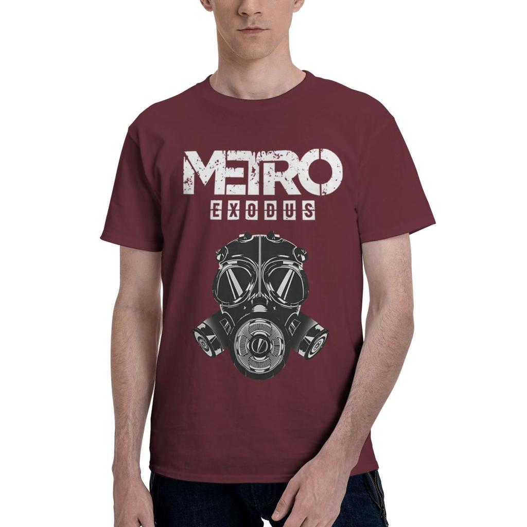 Metro Exodus Gas Mask Print 100 Cotton Casual Breathable Confortable Manga High End Mens Clothing Clothes Men