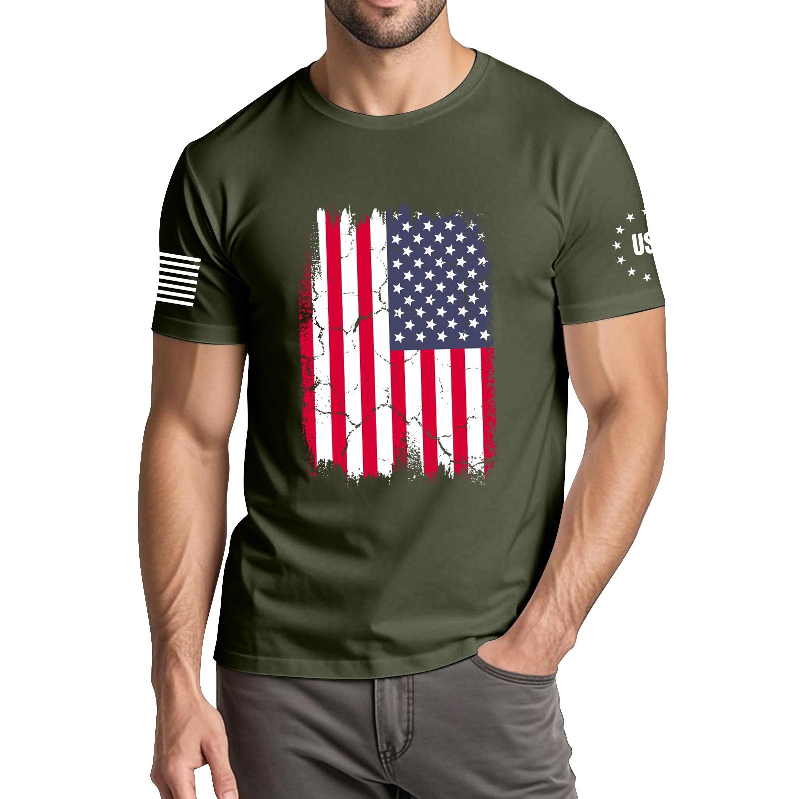 

Мужская модная повседневная футболка с круглым вырезом и коротким рукавом с принтом «День независимости» L