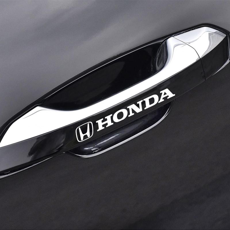 4Pcs Car Door Handle Stickers Tire Rear View Mirror Decals For Honda Fit Mugen Insight Type S R VTEC DOHC Modulo Vezel Legend