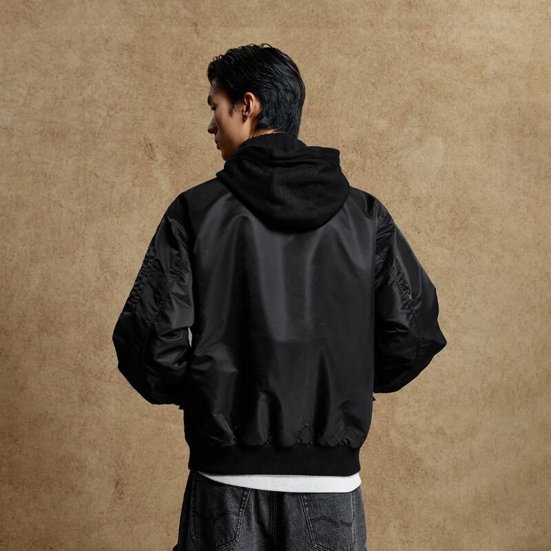 Jack & Jones Herren Kapuzen-Steppmantel mit Buchstabenstickerei