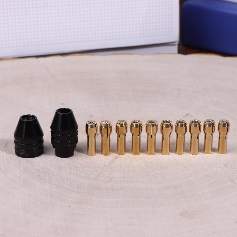Hohe Qualität 11 Stück/Los Mini-Bohrer Messing-Spannzange für Rotationswerkzeug 0,5-3,2 mm Messing und Mutter für Zubehör-Set
