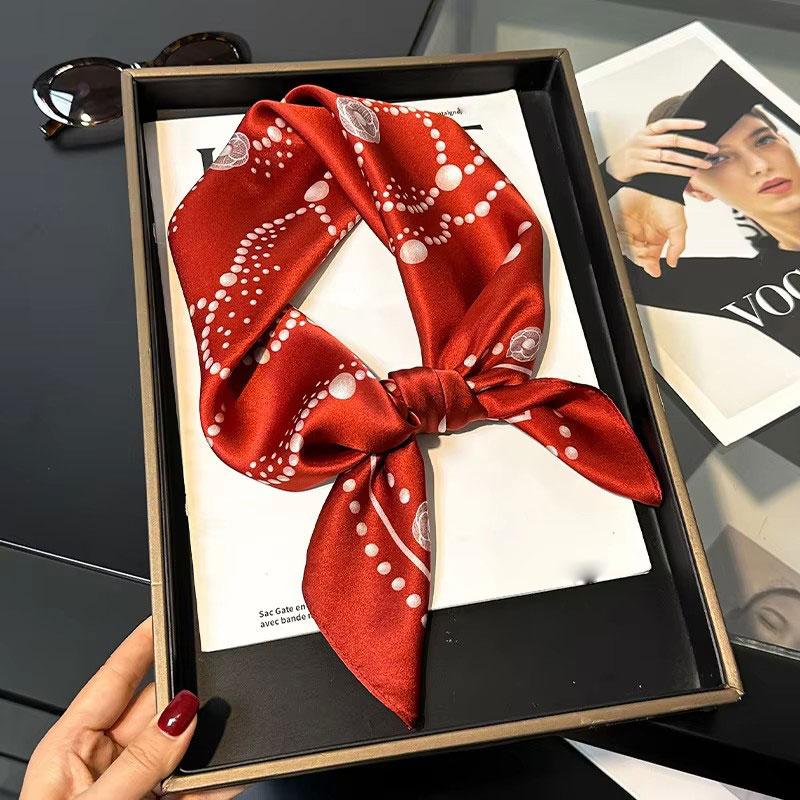 New 100% Pure Real Silk Scarf Women Hair Foulard Luxury High Quality Bandana Square Headband Hijab Scarves Pashmina brand 65cm