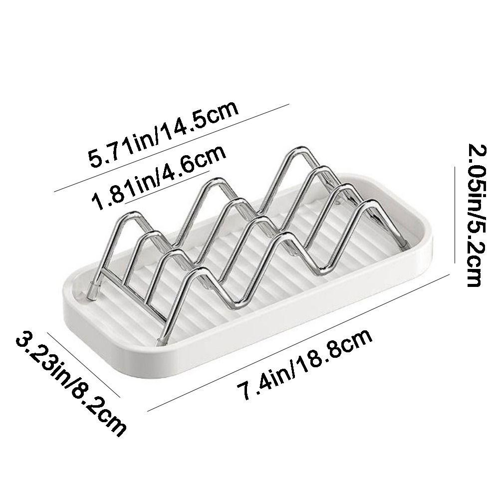 2/3 Grids W Shaped Soap Holder Stainless Steel Space Saving Soap Storage Rack with Drain Tray Moisture-Proof Soap Stand Sink