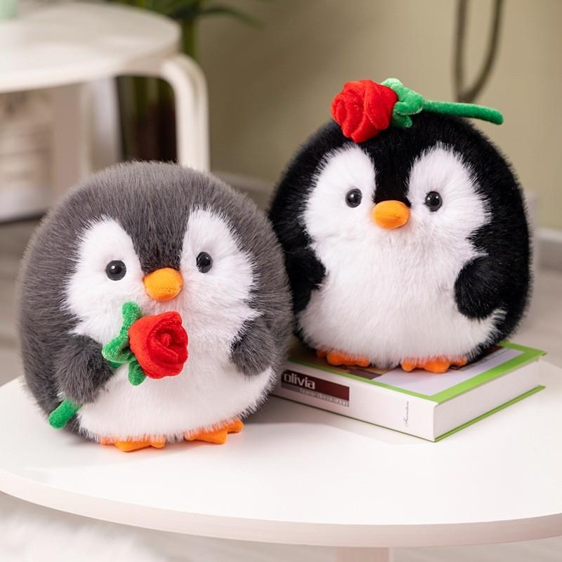 Rose Penguin Cartoon Stuffed Toy Animal Plush Doll Room Decoration Ornament Gift