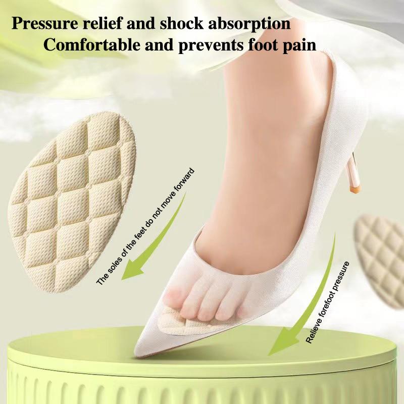 1Pair Women Forefoot Pad Pain Relief Insert Half Size Insoles Non-Slip Cushion Shoe Breathable Sweat Absorbing Foot Pads