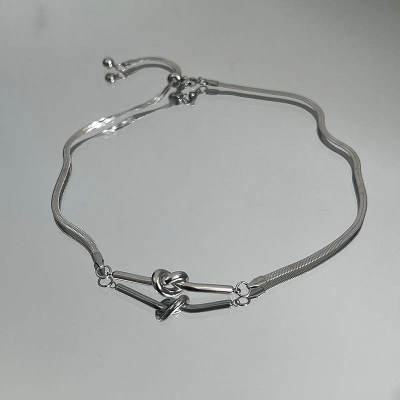 Collana Girocollo Nodo Colore Argento Gotico per Donne Uomini Punk Hip Hop Metal Giunzione Catena Ossa di Serpente Gioielli Regali