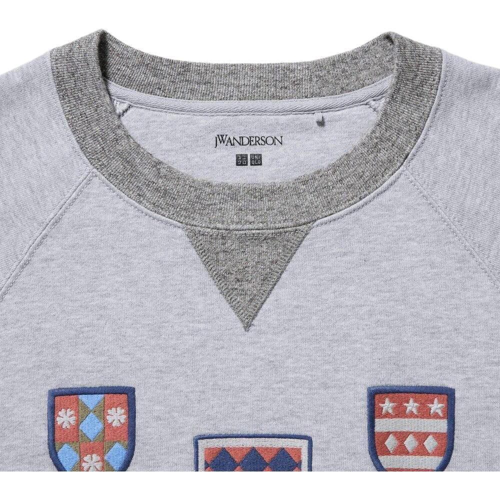 Uniqlo Jw Anderson Collaboration Fw23 Round Neck Drop Shoulder Long Sleeve Pullover Sweatshirt Men sweatshirt Gray 462934-03