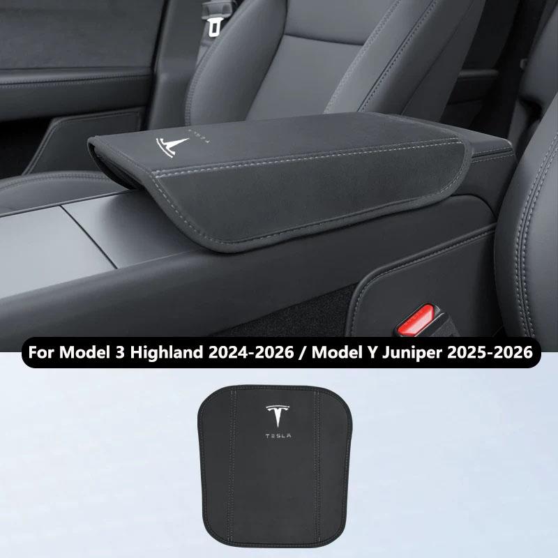 Suede Armrest Box Pad Cover For Tesla Model 3 Highland Model Y Juniper Car Central Control Armrest Protector Mat Car Accessories