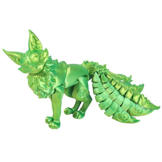 3D Printed Fox Ornament Nine Tailed Fox Figurine with Articulated Tails And Limbs Animal Action Figure Flexible Fidget Toy for Stress Relief Desk