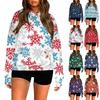 Women's Fashion Long Sleeve Hooded Christmas Printed Top Sweatshirt