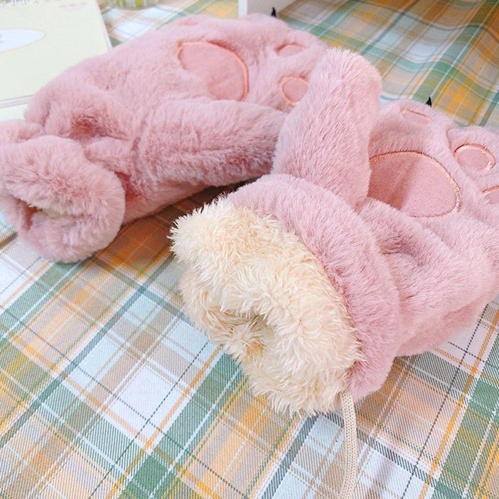 Moufles Pelucheuses Poilues Gants Animaux Chauds Mode Femmes Gants Hiver Cosplay