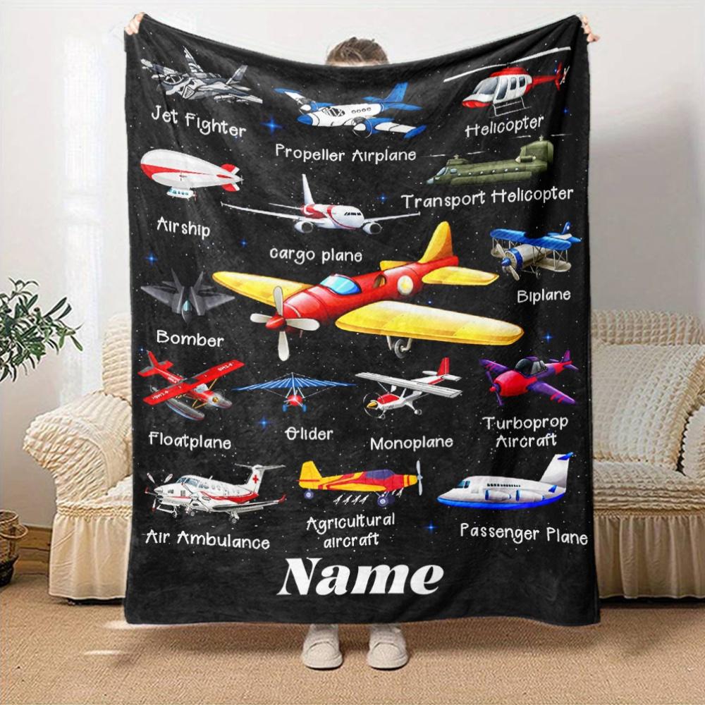 Airplane Model Throw Customizable Blanket Name Warmthful Decor Perfect For Sofa Couch Office Bed Picnics For All Occasions Cozy Home Lovers Unique