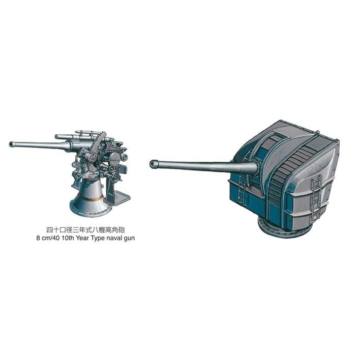 Fine Molds 1/700 Nano Dread Series Japanese Navy 12cm/8cm Single High-Angle Guns Plastic Model Parts WA45 (Gray)