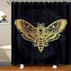 Gold Moth Shower Curtain Moon Phase Curtains For Bathroom Gothic Black Butterfly Moonlit Bath Curtain Psychedelic Bathroon Decor