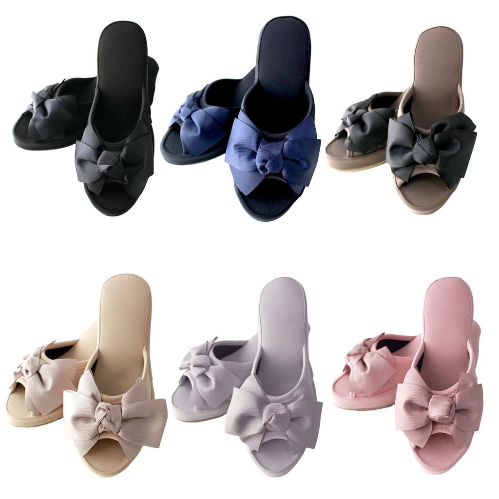 8cm Heeled Slippers with Platform Medium Ribbon, (Black)