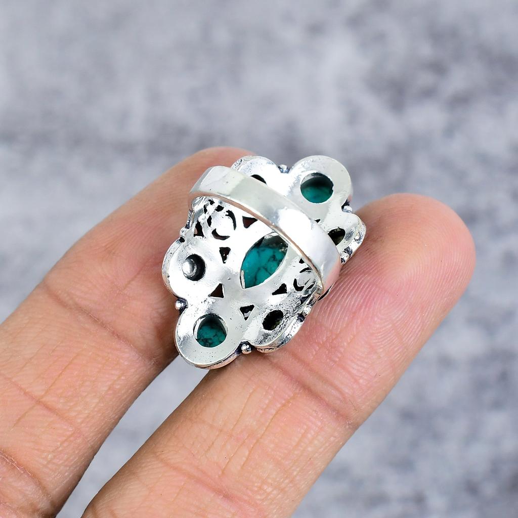 Santa Rosa Turquoise Gemstone 925 Sterling Silver Jewelry Ring Size 6.5 M-2664