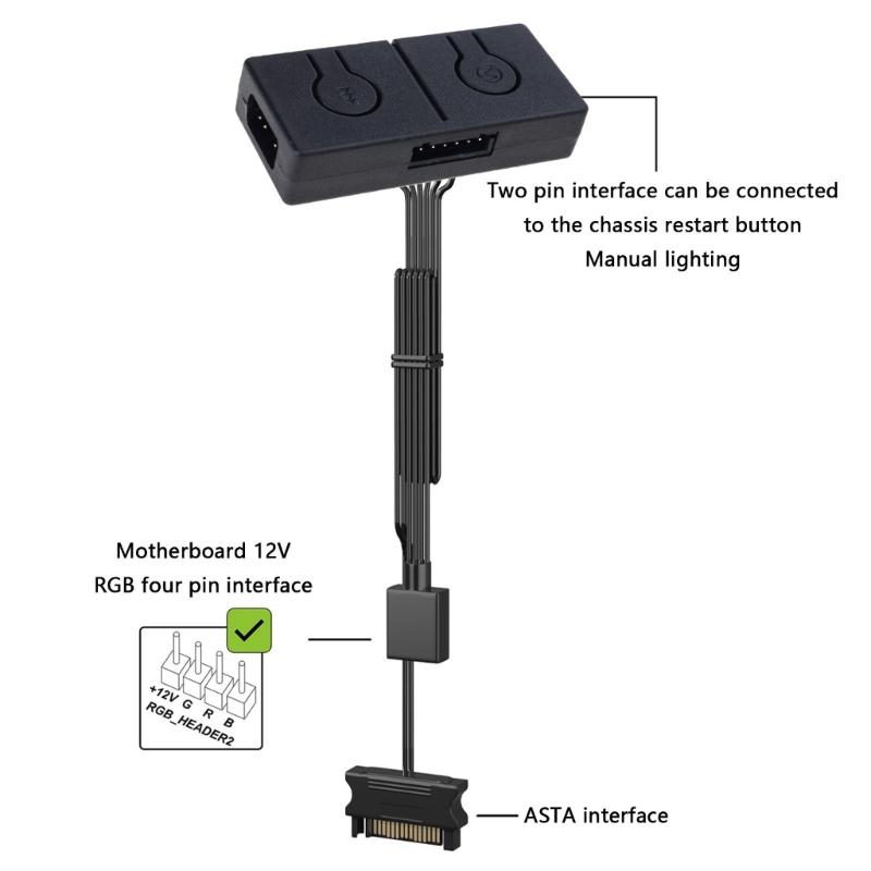 5V 3Pin ARGB Converter 5V to 12V ARGB Transfer 3Pin to 4Pin ARGB Light Fan Adapter Converter Splitter Expansion