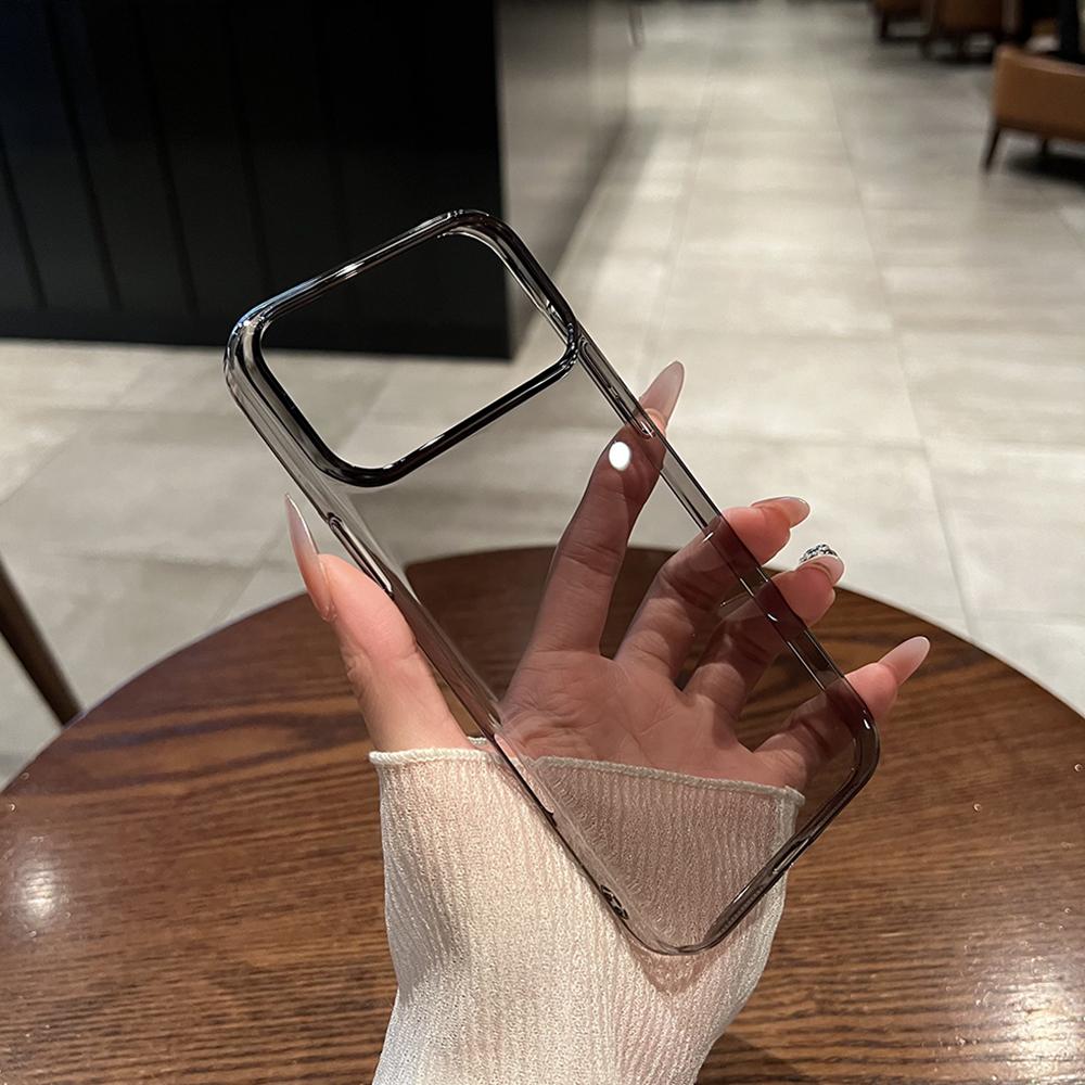 

Ультратонкий прозрачный оранжевый чехол для телефона iPhone 17 Pro Max 17 Air 16 15 14 13 12 Акриловый ПК Тонкий Покрытие Жесткий Чехол iPhone17 чёрный