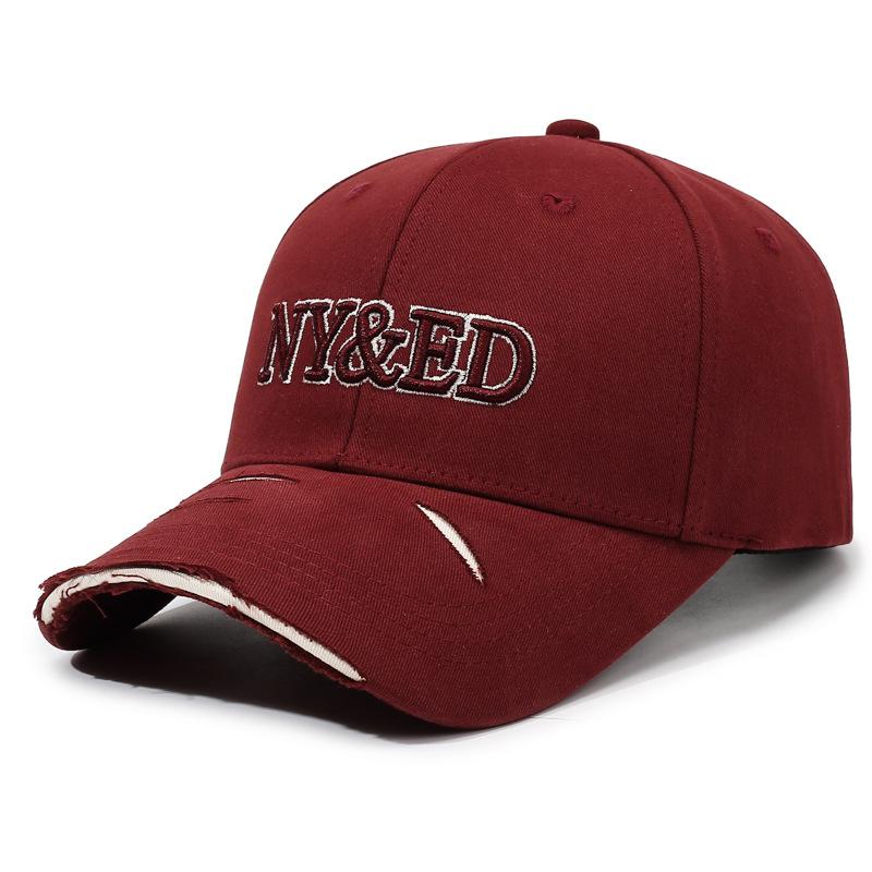 Embroidery Letter Baseball Cap Men S And Women S Trend Ripped Sunshade Cap Outdoor Casual Couple Hat Adjustable красный