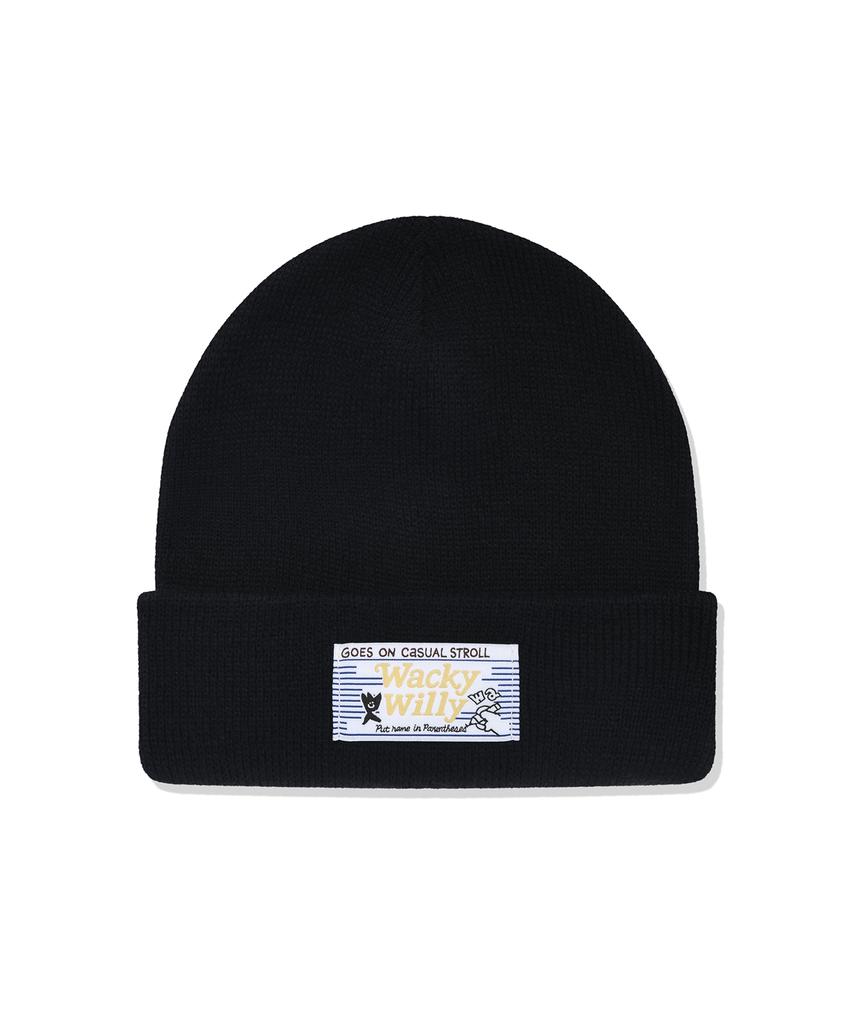 WACKY WILLY Label Beanie Black