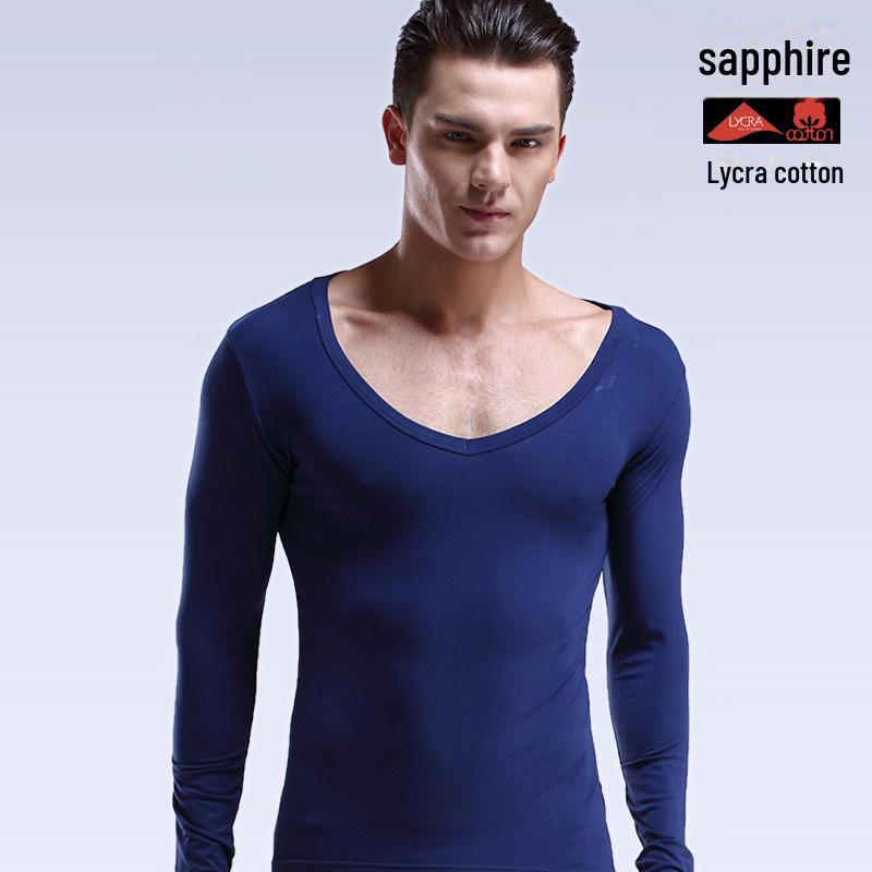 

Мужская термобельё с V-образным вырезом и длинным рукавом для осени и зимы cotton large V-neck, XXXL королевский синий