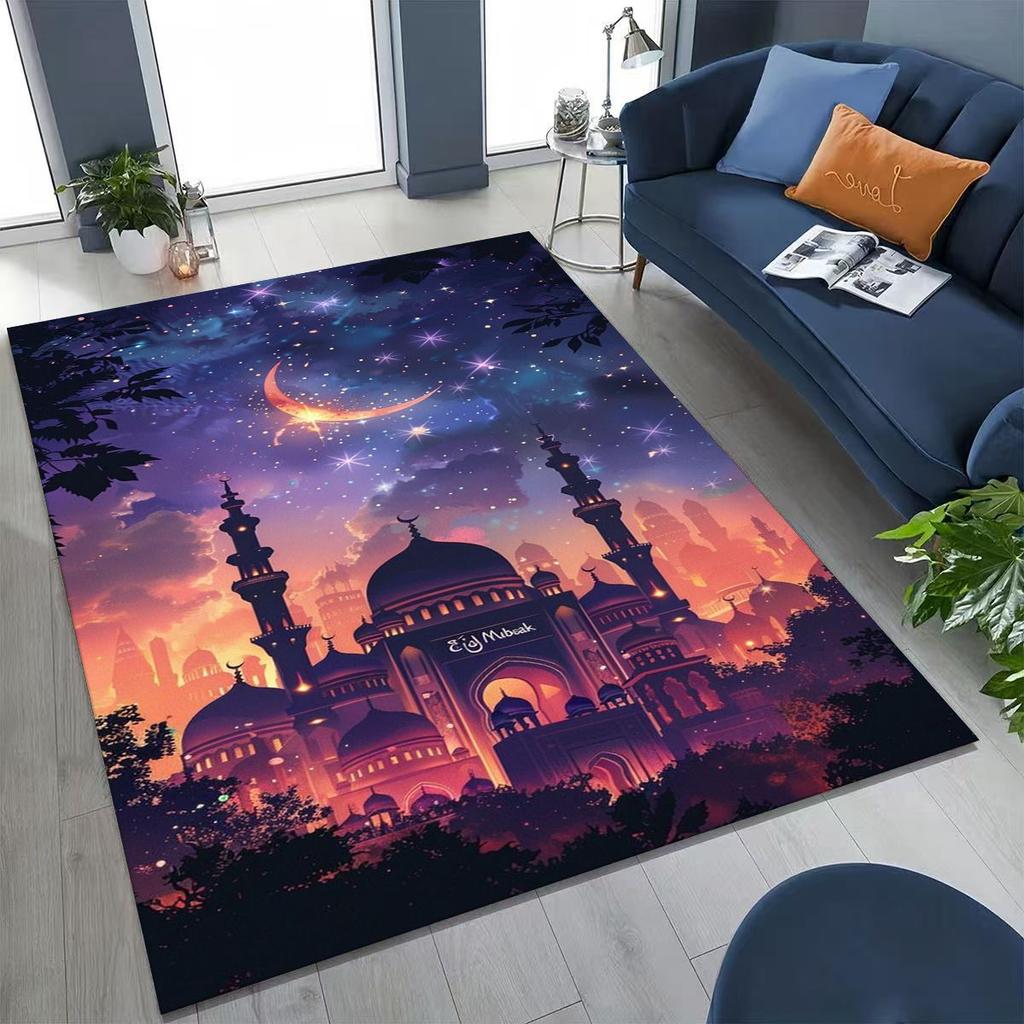 Mosque Islam Prayer Muslim Calligraphy Rug for Bedroom Living Room Sofa Home Doormat Decor,Large Kids Play Non-slip Floor Mat