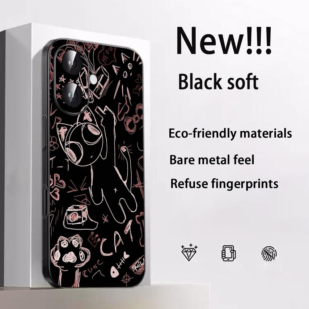 Cat universe cute fashion design Phone Case For iPhone 17 16 e 15 14 13 12 Plus Mini Pro Max Soft black Shockproof Cover