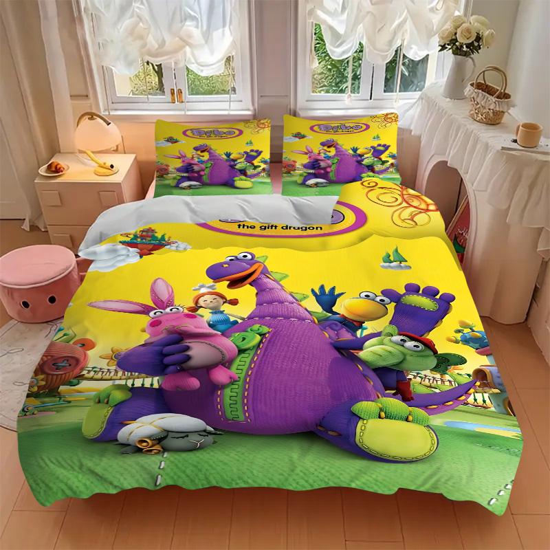 Dibo Gift Dragon Print 3Pcs Bedding Set,Duvet Cover with 2 Bedro,Pillowcase Home Birthday Gift