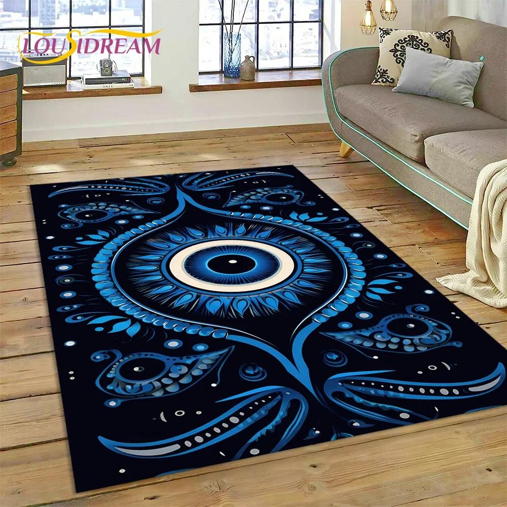 Evil Eye Turkey Blue Nazar Eye of Horus Carpet Rug for Bedroom Living Room Home Sofa Decoration,Child Game Large Decor Floor Mat