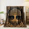 Golden Ornamental Tree Design Flannel blanket for bedroom living room sofa and nap