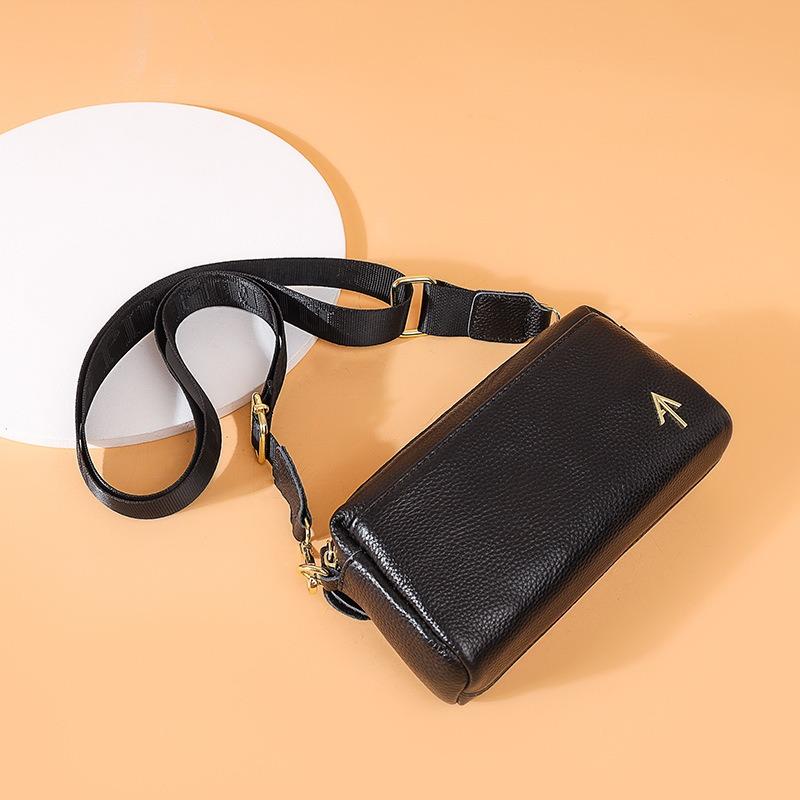 Fashion lychee pattern cowhide shoulder bag trend versatile women's bag top layer cowhide crossbody bag vintage bag women