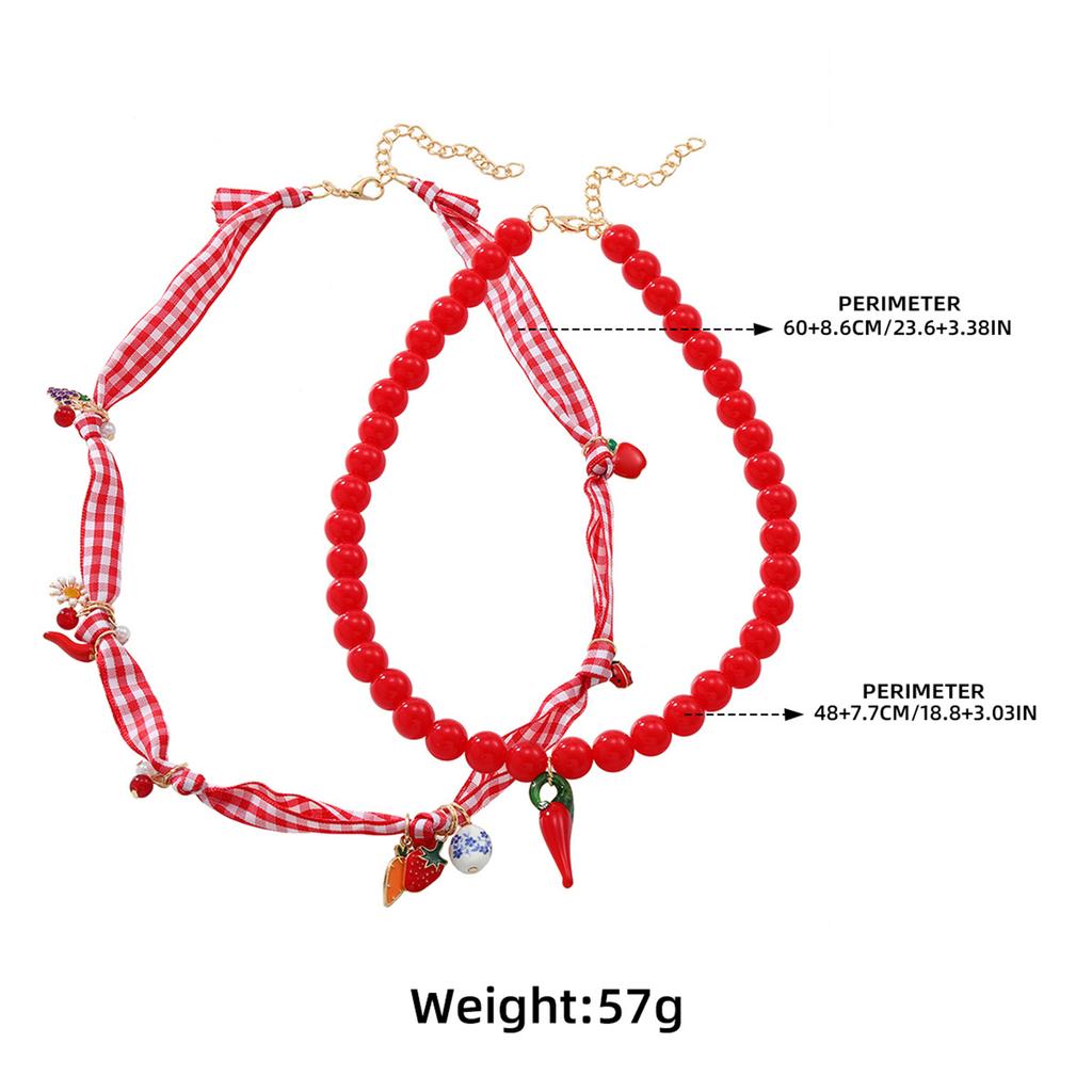 Kreativní vrstvený korálkový náhrdelník s jahodovým chilli, nastavitelný víceřadý šperk, lehký dárek pro ženy