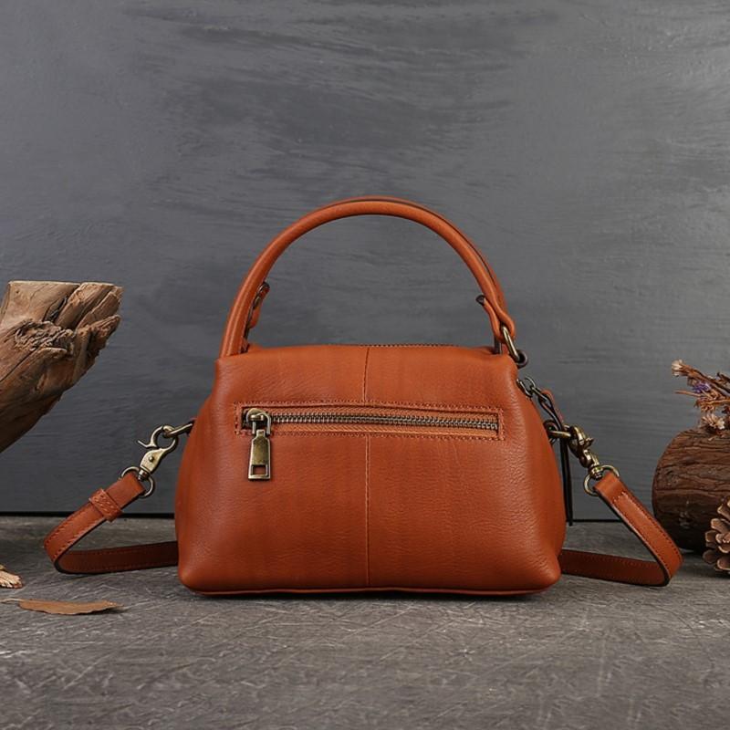 Johnature Handbag Genuine Leather Women Bag Retro Solid Color Versatile Large Capacity Shoulder & Crossbody Bags