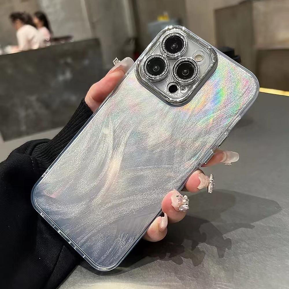 Laser Phone Case for iPhone 11 12 13 14 15 Pro Max 11 14 13 15 Laser Feather Glitter Shockproof Back Cover for iPhone  14 12 13 Pro