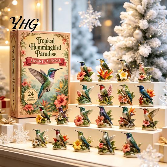 Advent Calendar for Girls Boys 2026 Hummingbird Calendar, 24-Day Acrylic Ornament Set with Bird Figure Kids Christmas Gifts Countdown,
