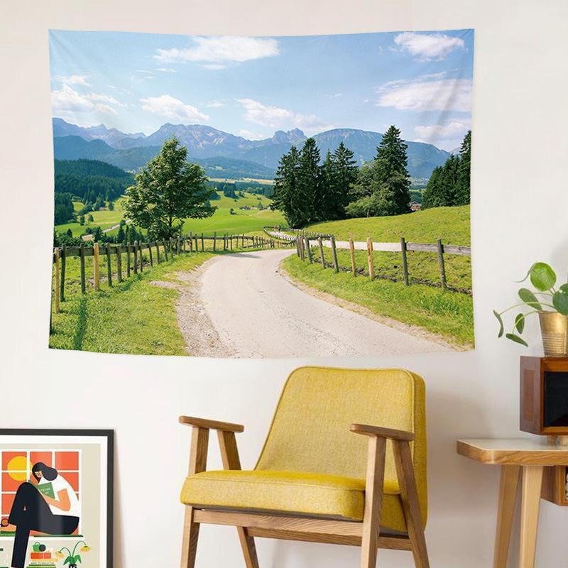 ins Natural Scenery Tapestry Polyester Fiber Wall Hanging Bedroom Living Room Dormitory Home Decoration 100X70CM