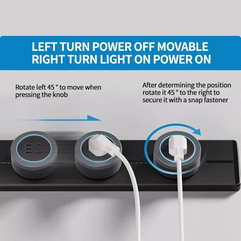 Power Rail Socket, Intelligent Household Kitchen Appliance Socket, New US UK EU FR Standard Wall Power Plug Adapter with USB